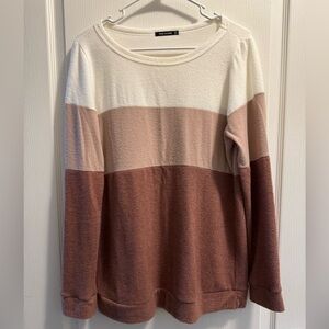 Pink Clover Ameya Brushed Knit Color Block Top Size Medium - Mauve/Blush